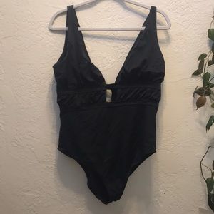 ASOS Deep V Black Swimsuit